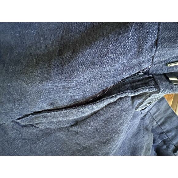 H&M Women's Blue 100% Linen Pants Straight Leg Size 33R High Rise - Picture 7 of 8